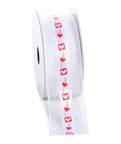 Nastro in organza con stampa cuori