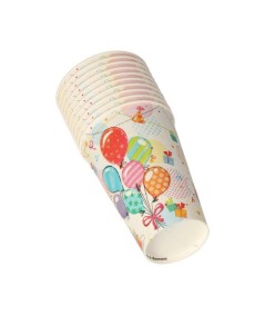 Bicchieri di carta 0,2 lt Ø 7 cm h.9,7 cm "Festa", 10 pz