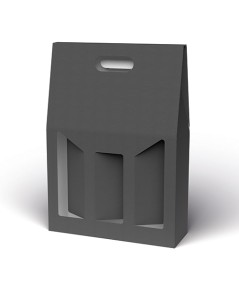 Scatola 3 bottiglie con manico antracite 27x9xh.38 cm